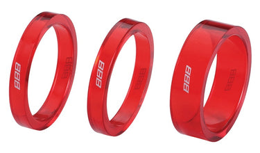 BBB Cycling TransSpace 1-1/8 2X 5mm 1X 10mm Red Trans